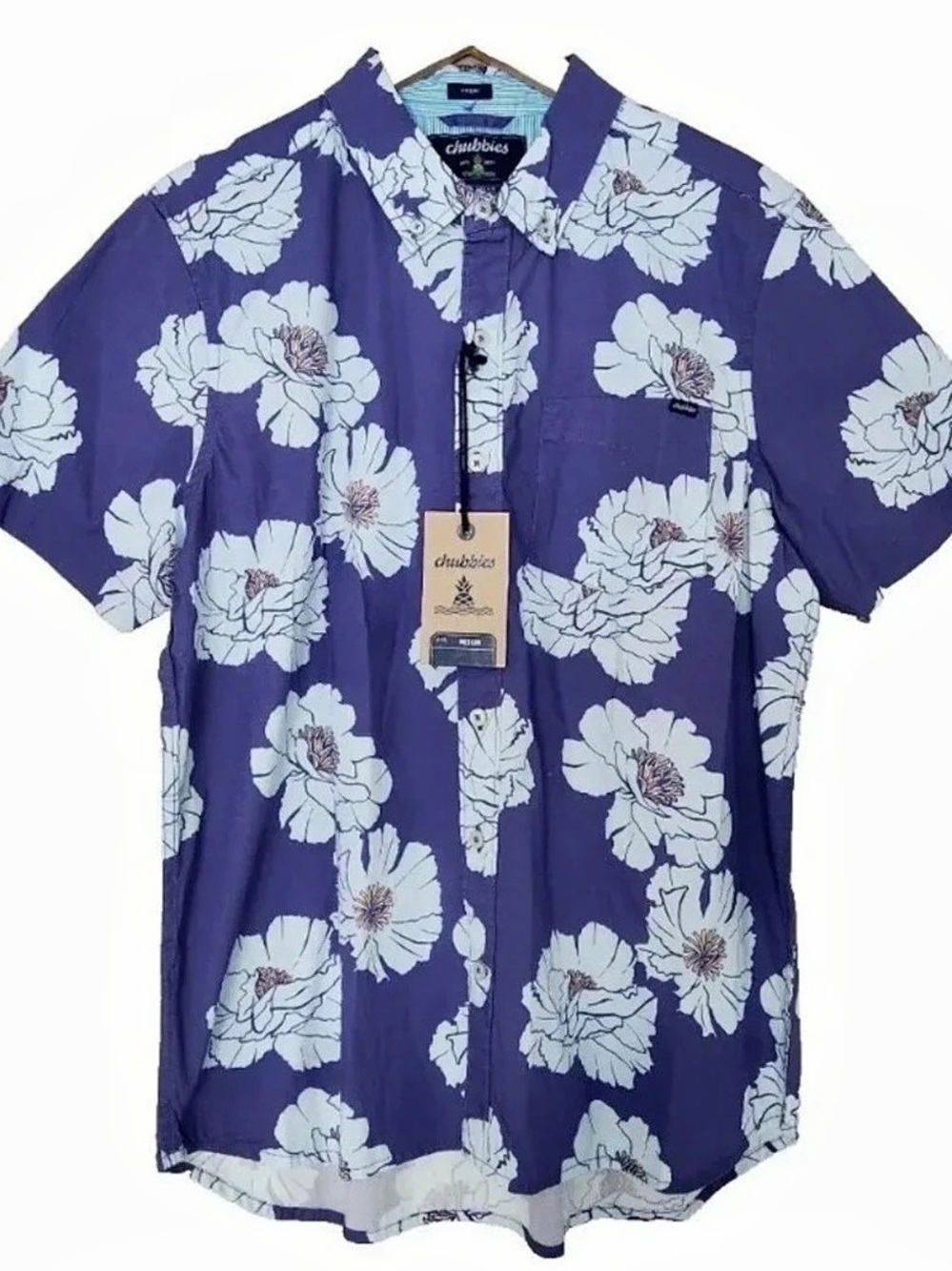 Chubbies The Mystic (Friday Shirt) ) Floral Short Sleeve Shirt Purple Small NWT